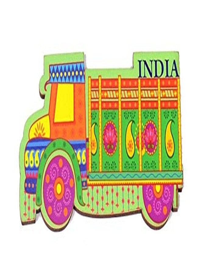Skywalk India Souvenir Truck Wooden Fridge Magnet (Multicolour)
